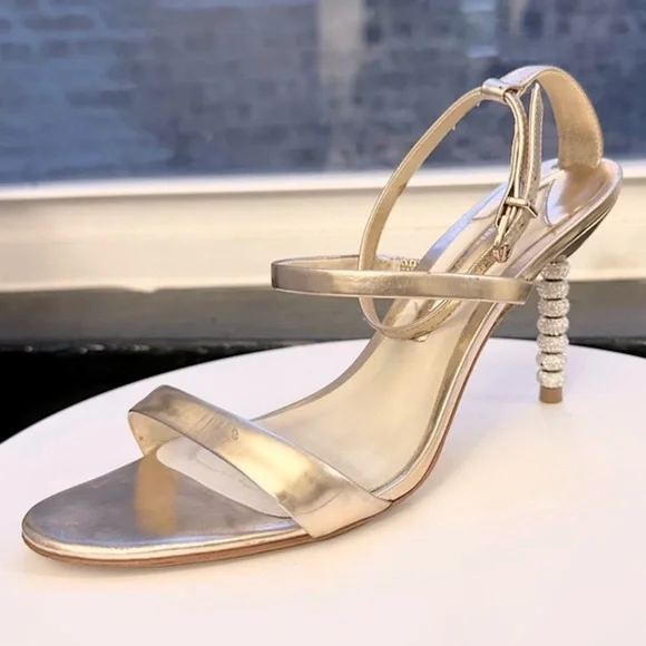 🌺SOPHIA WEBSTER🌺 Rosalind Metallic Crystal-Heel Sandals size 37 - Picture 7 of 17